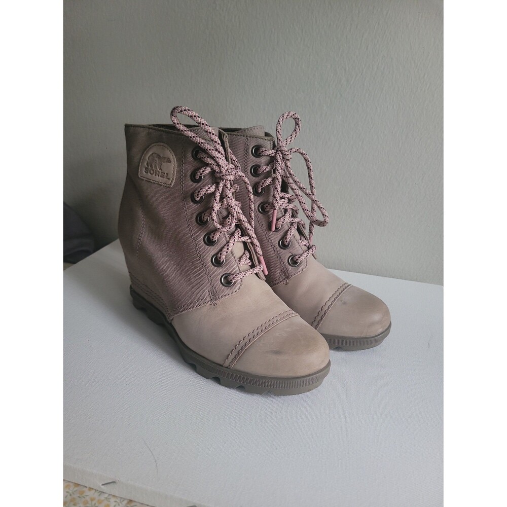 Sorel Joan of Arctic Taupe Wedge Booties Sz 10
